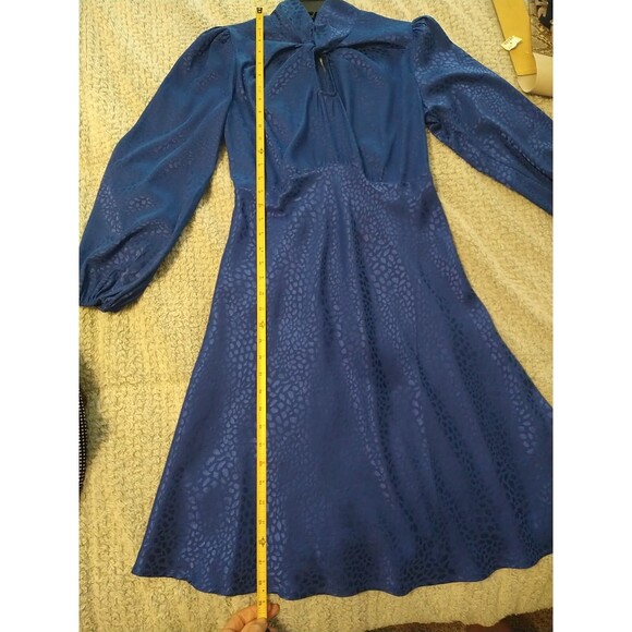 Vintage  Puff Sleeve  Blue Leopard  Knee Length Sm Dress Goth Victorian grunge - Picture 7 of 9